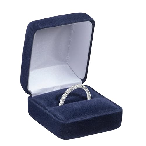 ALLUREPACK Caixa de anel de veludo com topo arredondado de luxo - caixa de presente para noivado, casamento, casamento - elegante caixa de joias de veludo para homens e mulheres - Estojo pequeno com