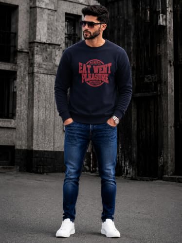 Image of Mack Jonney Men's Printed Fleece Sweatshirt|Full Sleeve Round Neck Winter Sweatshirt for Casual Wear|Travel|Gym & Everyday Style-mj-62