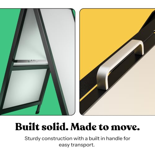 T-SIGN Heavy Duty Portable A-Frame Sidewalk Curb Sign 24 x 36 Inch Slide-in Folding Black Coated Metal Double-Sided, 2 Corrugated Plastic Poster Board by T-SIGN - Used condition - Image 7