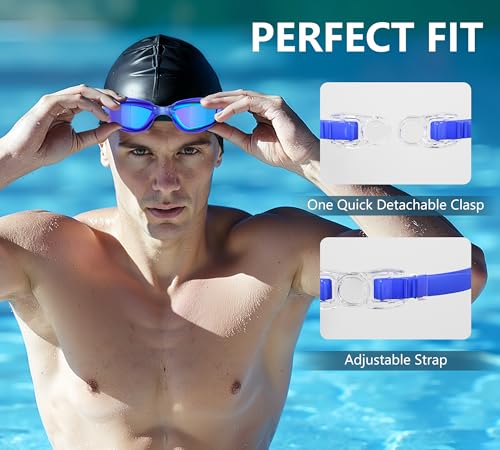 LEEIGGT Swim Goggles+Swim Cap, No Leak Anti-Fog & UV，Swimming Goggles Full Protection Adult Men Women Youth（6 in 1） — view 6