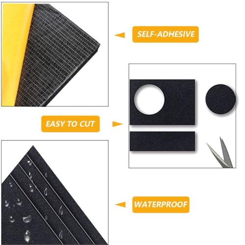 Zayejod Schaumstoffplatte NBR Selbstklebende, Garagen Wandschutz, Moosgummi, Gummiplatte Dämmmatte Auto Möbel, Antivibration rutschfest Schalldämmung -4pcs,Dicke 5mm,30x20cm