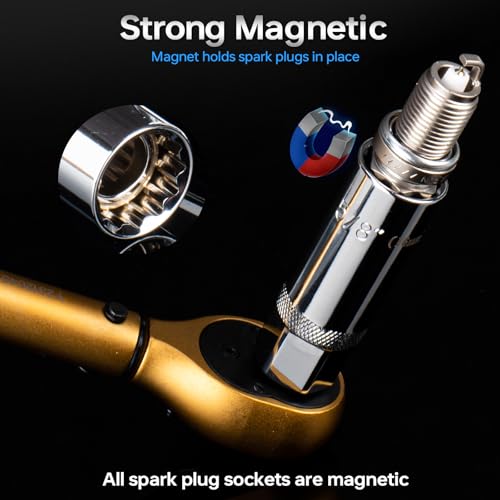 Yiyeie 10Pcs Magnetic Spark Plug Socket Set With Torque Wrench 3/8 Drive thumb #1