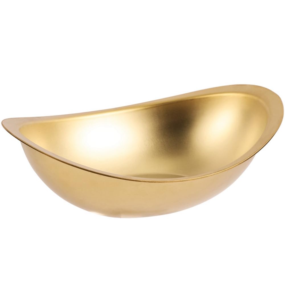 CTRLZS 1 Piece Stainless Steel Golden Ingot Bowl Korean Salad Bowl Commercial Dessert Snack Bowl Korean Cuisine Tableware M