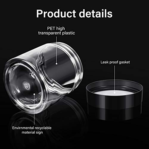 Image of Patelai 4 Pcs Plastic Jars Wide Mouth with Lids,8 Ounce,Black