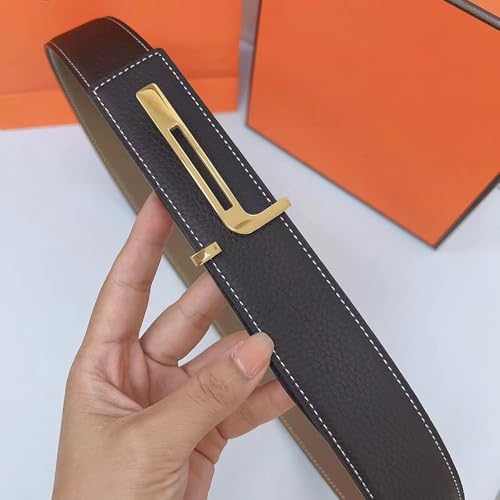 Black Leather Belt for Men Women Adjustable Gold/Silver Buckle Suit Belts for Dress and Casual4