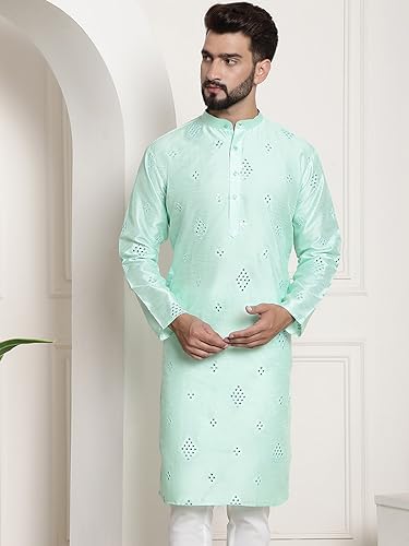 Image of SOJANYA (Since 1958 Men's Silk Blend Designer Long Kurta