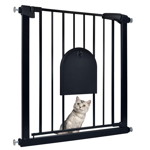 Froadp Türschutzgitter Baby Treppengitter 75-85cm Kindergitter ohne Bohren Türgitter mit Tür für Hunde und Katzen Beidseitig Schwenkbar...