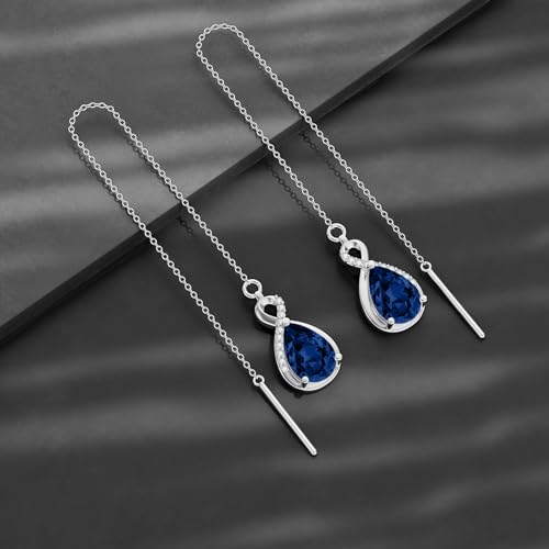 Infinity Gemstone Threader Earrings Long Chain Drop Earrings 925 Sterling Silver 12 Birthstone Birthday Jewelry Gifts for Women3