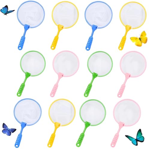 JazRvr 12 Stück Kescher Kinder, Fischernetz Kinder, Schmetterlingsnetz für Outdoor-Aktivitäten, Garten und Strand, Farben: Grün, Blau, Pink, Gelb JazRvr 12 Stück Kescher Kinder, Fischernetz Kinder, Schmetterlingsnetz für Outdoor-Aktivitäten, Garten und Strand, Farben: Grün, Blau, Pink, Gelb