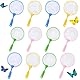 JazRvr 12 Stück Kescher Kinder, Fischernetz Kinder, Schmetterlingsnetz für Outdoor-Aktivitäten, Garten und Strand, Farben: Grün, Blau, Pink, Gelb