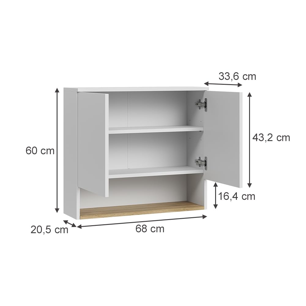 Vicco Szafka łazienkowa "Viktor", Biały/Dąb artisan, 68 x 60 cm