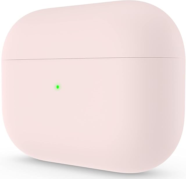 ORNARTO Compatible with AirPods Pro Case, Protective Liquid Silicone Case for AirPods Pro Soft Skin Front LED Visible Silicone Case,Pink