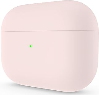 ORNARTO Compatible with AirPods Pro Case, Protective Liquid Silicone Case for AirPods Pro Soft Skin Front LED Visible Silicone Case,Pink