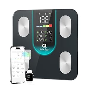 arboleaf Smart Scale for Body Weight and Fat, High-Precision Digital Bathroom Scale with 4-Electrode BIA, 7-in-1 Display for BMI Body Fat Muscle Mass, 14 Metrics in App, Trend Tracking, Max 400lb