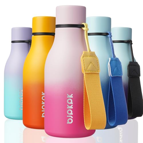 Image of BJPKPK Insulated Water Bottles, 12oz Stainless Steel Metal Water Bottle with Strap, BPA Free Leak Proof Jugs, Mugs, Flasks, Reusable Thermal Flasks for Sports & Travel, Sakura