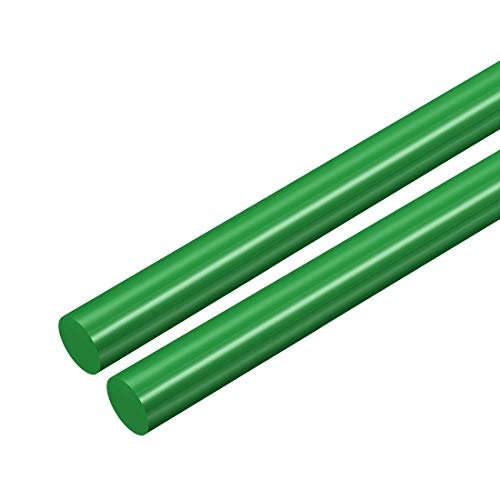 uxcell 2pcs Plastic Round Rod 3/8 Inch Dia 20 Inch Length Green (POM) Polyoxymethylene Rods Engineering Plastic Round Bars(10mm)