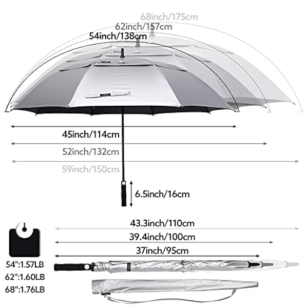 G4Free 62/68/72 Inch Protección UV Golf Umbrella Auto Open Vented Double Canopy Extra Large Windproof Umbrella Oversize Sun Umbrellas