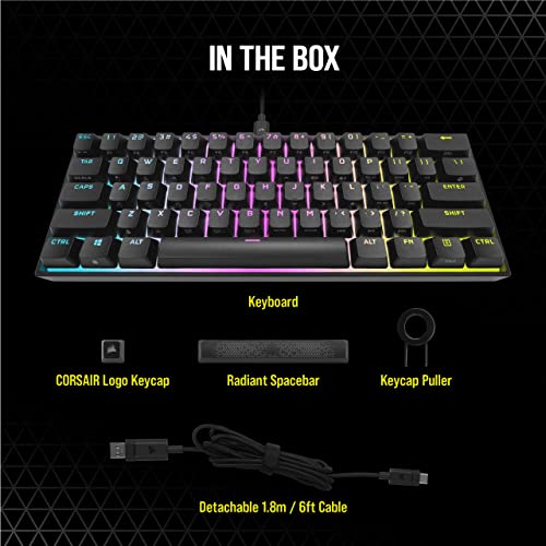 Teclado Mecânico Gamer Corsair K65 RGB MINI - MX SILENT, PRETO, US