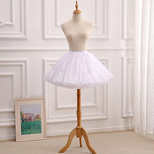 VALICLUD Saia moderna Lolita vestido sob a saia saia em camadas com bolhas (branca)