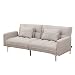 Produktbild HOMCOM Schlafsofa Schlafcouch Klappsofa Sofa 3-Sitzer mit Kissen, Leinen+Holzgestell, Grau, B195xT85xH76cm