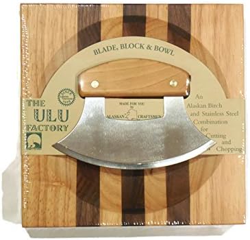 Alaska Ulu Knife And Chopping Bowl Set Bundle With Ulu Knife Sharpener, This Ulu Knife Can Be Used As Mezzaluna Chopper, Bolo Rolling Knife And Chopped Salad Tool.
