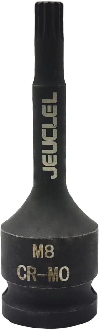 JEUCLEL M8 Triple Square Impact Spline Bit Socket, 8mm Metric 1/2-Inch Impact Drive Triple Square Socket, Cr-Mo Steel Lengthen Screwdriver Socket Adapter