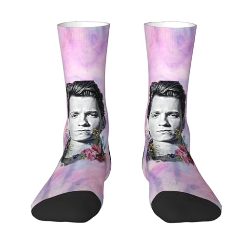 Moonforever Tom Holland - Calcetines deportivos unisex para hombre, calcetines tobilleros, calcetines acolchados para correr, calcetines de algodón, 2 Negro-2, Altoa única