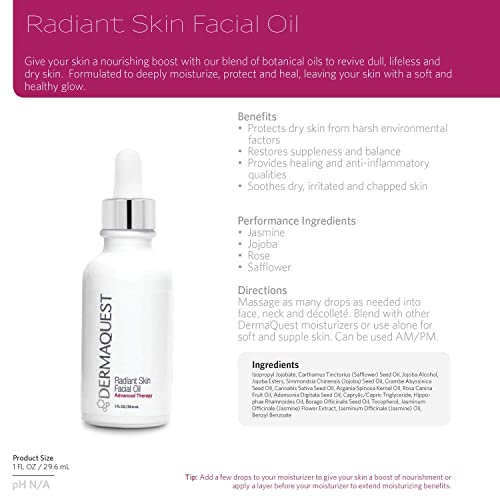 Dermaquest Advanced Therapy Radiant Skin Facial Oil For Dry, Irritated & Chapped Skin - Botanical Blend Of Jasmine, Jojoba, Rose, Argan, & Safflower Oils (1Oz) #TOP4