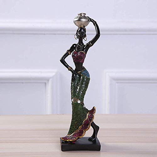 African Figure Sculpture Women Figure Girls Tribal Lady Figurine Statue Collectible Art Decorative Home Crafts Ornaments - Silver #TOP4