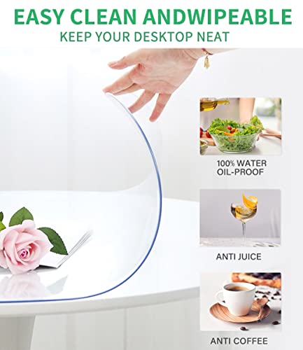 Wingcanto 42 Inch Round Clear Plastic Dining Table Protector 1.5Mm Thick Plastic Tablecloth Pad Wooden Furniture Desktop Glass Marble Coffee End Side Tabletop Pad Bar Sofa Cloth Top Protection Cover #TOP4