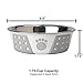 PetRageous 13094 Fiji Stainless Steel Non-Slip Dishwasher-Safe Dog Bowl 1.75-Cup Capacity 5.5-inch Diameter 1.75-inch Tall for Small Dogs Medium Dogs ans Cats, White and Light Grey