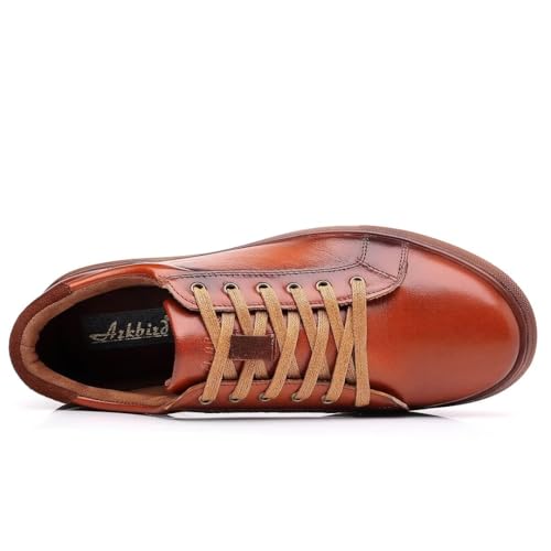 Image of Arkbird Casual Sneakers, Breathable Lace-Up Leather Walking Shoes Comfortable Fashion Sneakers for Men Daily Work