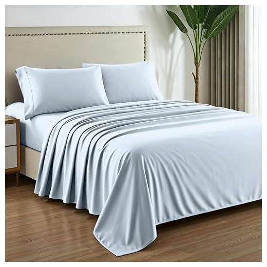 The Ultimate Guide to Dreamy Nights: The 15 Best High Thread Count Sheets for Ultimate Comfort Mayfair Linen 100% Egyptian Cotton Sheets Queen Size - 1000 High Thread Count Sheets Queen, 4 Piece Luxury Hotel Sheet Set for Queen Bed, 16" Deep Pocket Soft Sateen Cooling Bedding Sets - Light Blue