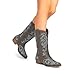 DREAM PAIRS Women's Cowboy Boots Mid Calf Cowgirl Boots Square Toe Chunky Heel Embroidery Stitched Western Boots,Size 8,Brown,SDMB2403W