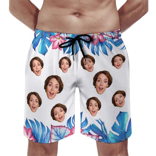 Custom Face Swimsuit Personalized One Piece Matching Bathing Suit & Mens Swim Trunks Beach Shorts Gift for Couple4
