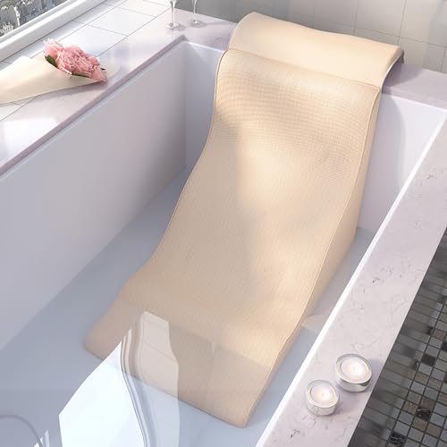 Onwowsun Ergonomic Luxury Bathtub Pillow, Bathtub Pillow Machine Headrest for Soaking & Straight Back Tubs - Bath Accessories