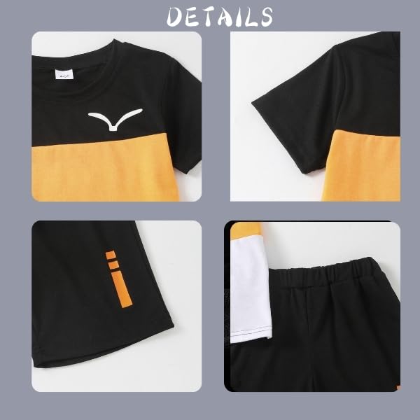 Image of Yoxindax Toddler Kid Boy Clothes Colorblock Letter Graphic Tee Shorts 2PC Summer Outfit Set