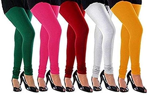 Women's Cotton Lycra Regular Fit Leggings Combo for Women (SSLRWGYP5_Multicolor_Free Size) - Pack of 5