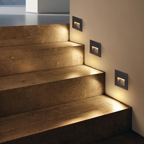 Éclairage d'escalier LED encastré 3W basse consommation blanc chaud - 6