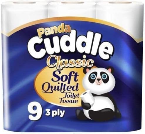 Ayn Al Madina Panda Cuddle Soft Quilted Toilet Rolls | Super Quality Tissues| 3 Ply Toilet Paper | Provide Ultimate Quilted Comfort | Compostable & Sustainable Tissue Roll (Classic, Pack of 9)