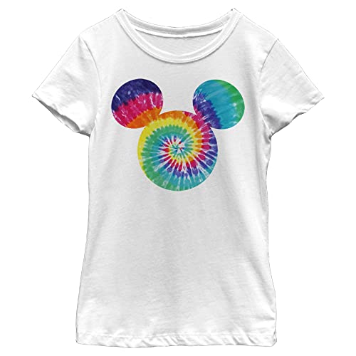 Disney Characters Mickey Tie Dye Fill Girl's Solid Crew Tee