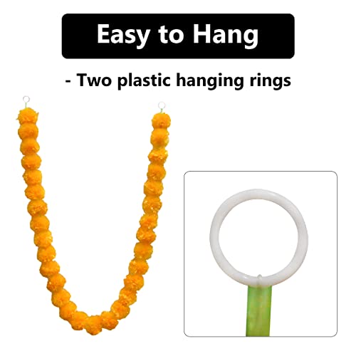 5 Pcs Marigold Garland 5Ft Long Artificial Orange Marigold Flower Garlands For Indian Diwali Decoration, Wedding Party Mantle Decoration, Christmas Decor Faux Wedding Garland #TOP1