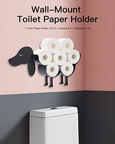 Dachshund Toilet Paper Storage, Funny Dog Wall Mounted Or Free Standing Bathroom Toilet Paper Holder, Metal 8 Rolls Tissue Organizer For Home Decor #TOP3