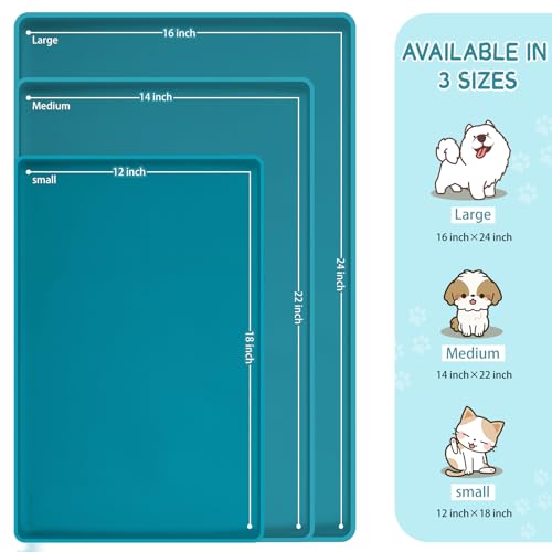 image for MateeyLife Silicone Cat & Dog Food Mat for Floors Waterproof, Anti-Sli