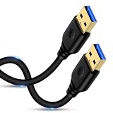 USB 3.0ケーブル 5Gbps 高速転送 USB 3.0 A-Aタイプ 延長ケーブルタイプA-タイプA オス-オス 金メッキコネクタ搭載 高耐久性 USBケーブル 両端 オス ライト給電用 冷却ファン HDD TV Box カメラ DVDプレーヤー プリンタ モデムなどと互換性あり 1.8M-ブラック