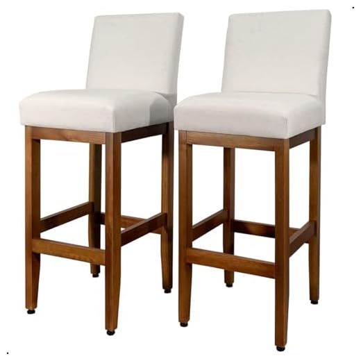 Kit 2 Banqueta Para Cozinha De Madeira Maciça Eucalipto Alta Estofada Tecido Linho Para Bancada Montável Jade (LINHO BEGE REF 80)