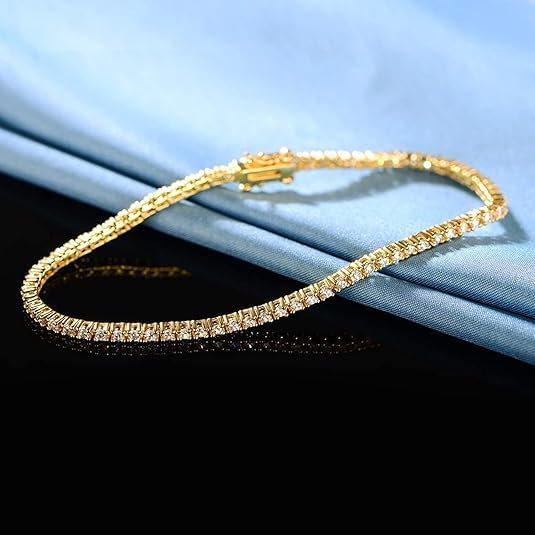Gemsme 2.0MM Tennis Bracelet for Women and Men,18K White/Yellow Gold Plated Round 2mm Cubic Zirconia Classic Tennis Bracelet - Image 5
