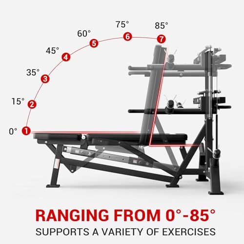 Image of GMWD Chest Press Machine, Bench Press Machine with Independent Converging Arms, Adjustable Flat Incline Bench for Chest, AB Workouts, Shoulder Home Gym Equipment