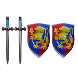 UPKOCH Set 4 Pezzi Spade e Scudi Gonfiabili in PVC per Accessori Sicuri per Travestimenti da Cavaliere e Cosplay Halloween Giocattoli Leggeri per Gioco All’Aperto e Viaggi