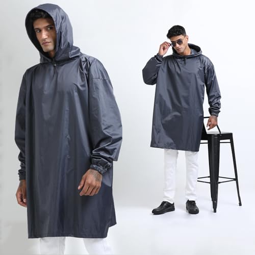 Image of Xtrim Unisex Outdoor Rain Poncho for Adults, Multi Use, Waterproof, Lightweight, Durable, Reusable, Emergency Raincoat with Hood, Windproof, One Size Fits All for Travel, Camping, Cycling, Grey